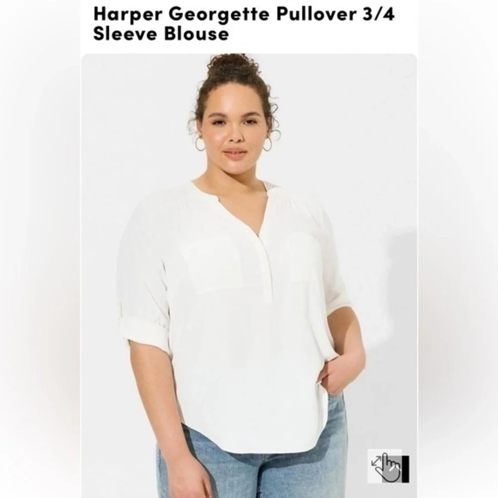 Torrid | Semi Sheer White Chiffon Blouse - Picture 4 of 15